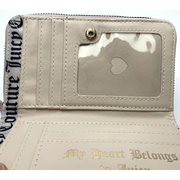 Juicy Couture Pink Zip Around Wallet Heart Charm Small Patent Logo Embossed Y2K - Picture 8 of 15
